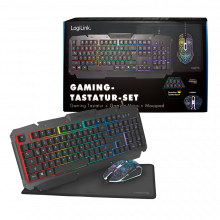 LogiLink Gaming-Set aus Tastatur, Maus und Mauspad USB RGB, deutsch, schwarz