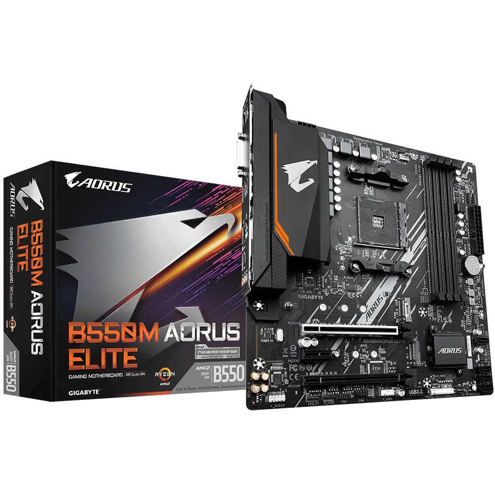 Gigabyte B550M AORUS ELITE Sockel AM4, 4xDDR4 HDMI / DVI / 2xM.2, mATX Gigabyte B550M AORUS ELITE Sockel AM4, 4xDDR4 HDMI / DVI / 2xM.2, mATX