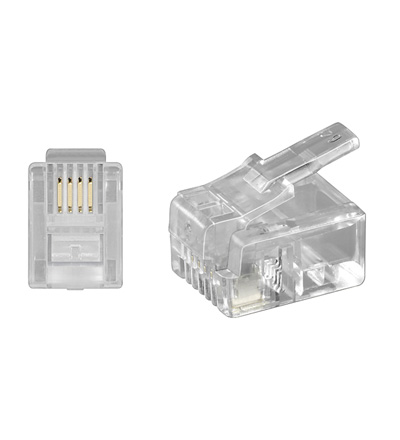 Telefonstecker RJ11  Westernstecker 6P4C für Flachkabel, 4-polig, crimpbar