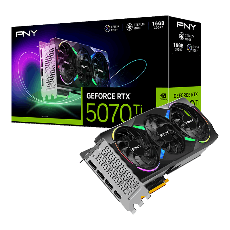 PNY nVidia RTX 5070 Ti ARGB EPIC-X Triple Fan 16GB DDR7, HDMI / 3xDP, PCIe 5.0