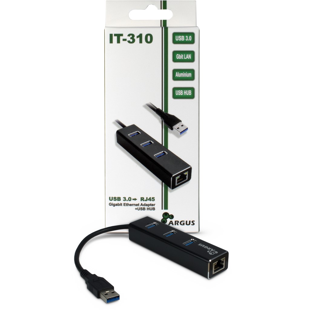 Argus IT-310 USB 3.0 - LAN Konverter mit 3Port USB-Hub Gigabit Ethernet Netzwerkadapter RJ45 10/100/1000Mbps Argus IT-310 USB 3.0 - LAN Konverter mit 3Port USB-Hub Gigabit Ethernet Netzwerkadapter RJ45 10/100/1000Mbps