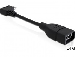 USB 2.0 OTG Adapterkabel USB-A Kupplung / Micro USB B-Stecker 90 Grad gewinkelt, 11cm