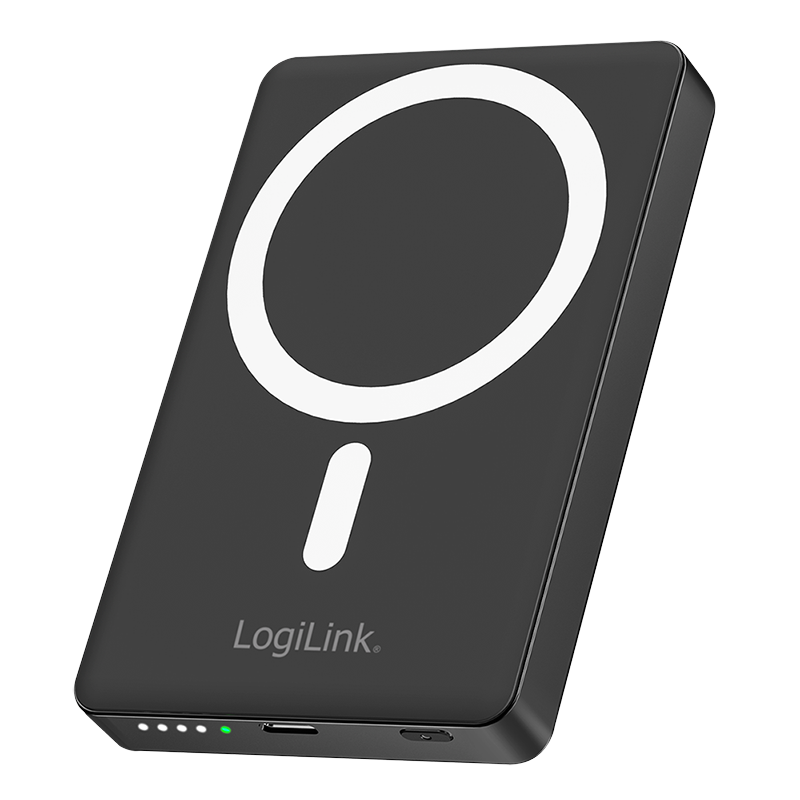 Mobile Magnetic Powerbank, 10.000mAh, USB-C, PD 20 W, Qi wireless Laden, schwarz