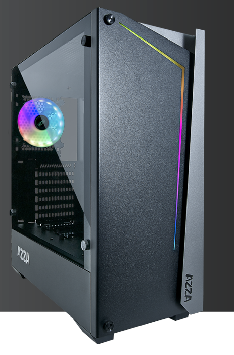 Miditower AzzA Apollo 430B-DF2 Gaming Gehäuse ohne Netzteil, USB3/Audio, 120er RGB-Lüfter, schwarz Miditower AzzA Apollo 430B-DF2 Gaming Gehäuse ohne Netzteil, USB3/Audio, 120er RGB-Lüfter, schwarz