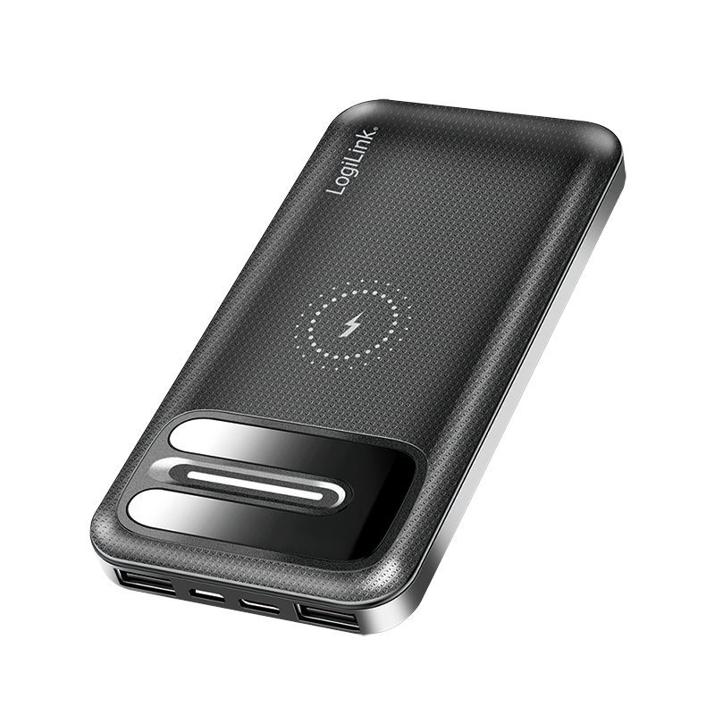 Mobile Powerbank, LiPo, 8.000mAh, wireless charging, black Mobile Powerbank, LiPo, 8.000mAh, wireless charging, black