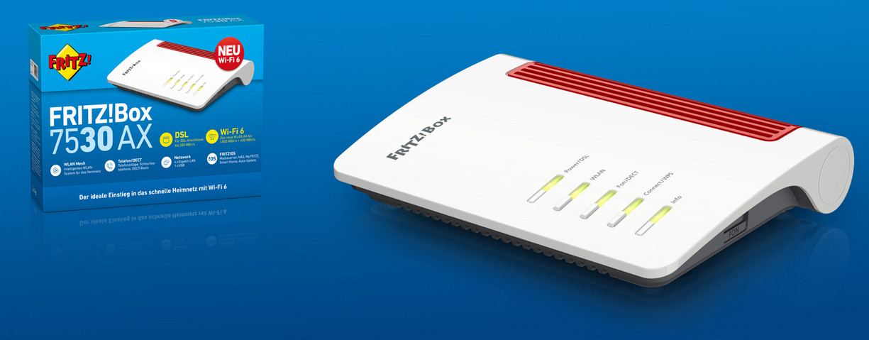 AVM Fritz!Box 7530 AX VDSL, ADSL Router / TK / VoIP / WiFi-6 / USB / DECT AVM Fritz!Box 7530 AX VDSL, ADSL Router / TK / VoIP / WiFi-6 / USB / DECT