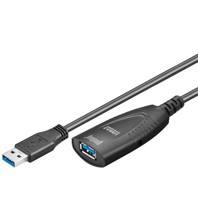 USB 3.0 Verlängerungskabel 5 Meter USB-A Stecker/USB-A Buchse, aktives Repeater Kabel