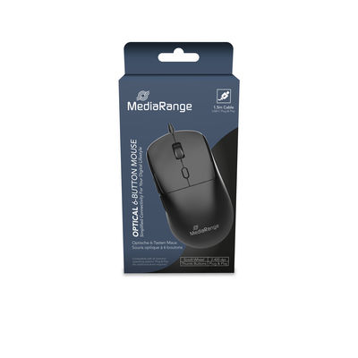 MediaRange MRPS271 Optical Mouse  USB-C, Scrollrad, 6-Tasten, schwarz