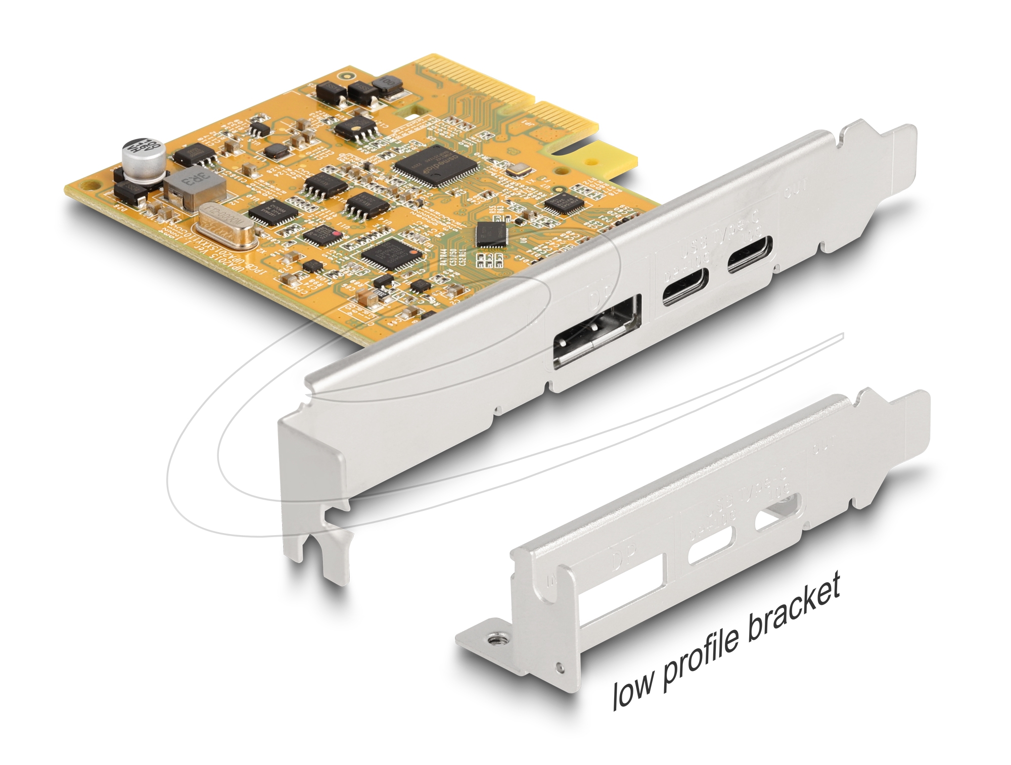 DeLock USB Type-C 10 Gbps Bu + 1 x USB Type-C 10 Gbps (DP Alt Mode) Bu. + DPin Bu., PCIe x4