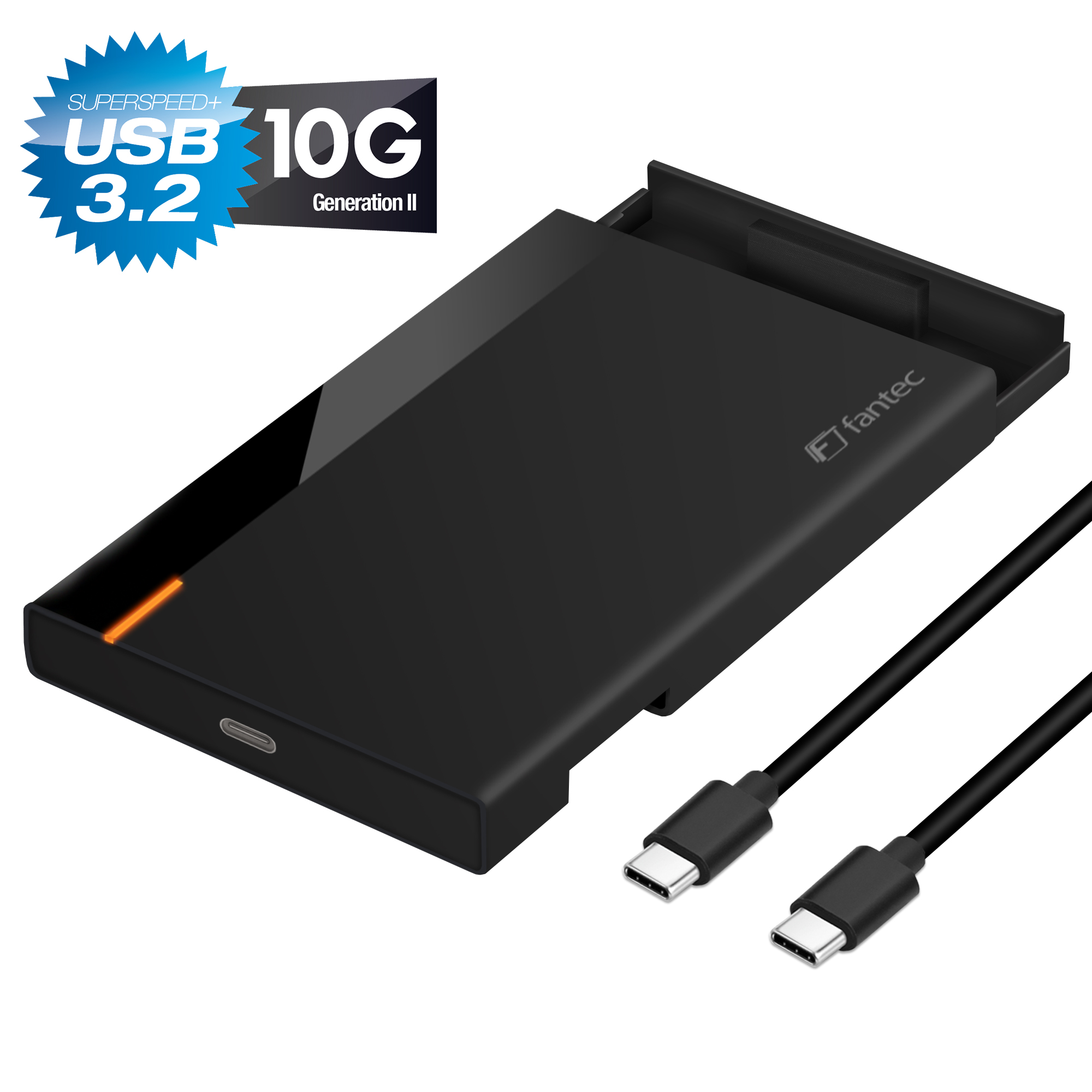 Fantec PL-25U31 USB-C Gen 2 Gehäuse für 2.5" SATA SSD/HDD, Kunstoff, schwarz Fantec PL-25U31 USB-C Gen 2 Gehäuse für 2.5" SATA SSD/HDD, Kunstoff, schwarz