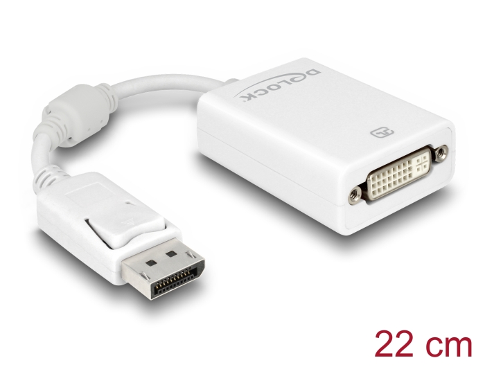 DeLock DisplayPort - DVI Adapterkabel 1x DP Stecker / 1x DVI-D Buchse, weiss DeLock DisplayPort - DVI Adapterkabel 1x DP Stecker / 1x DVI-D Buchse, weiss