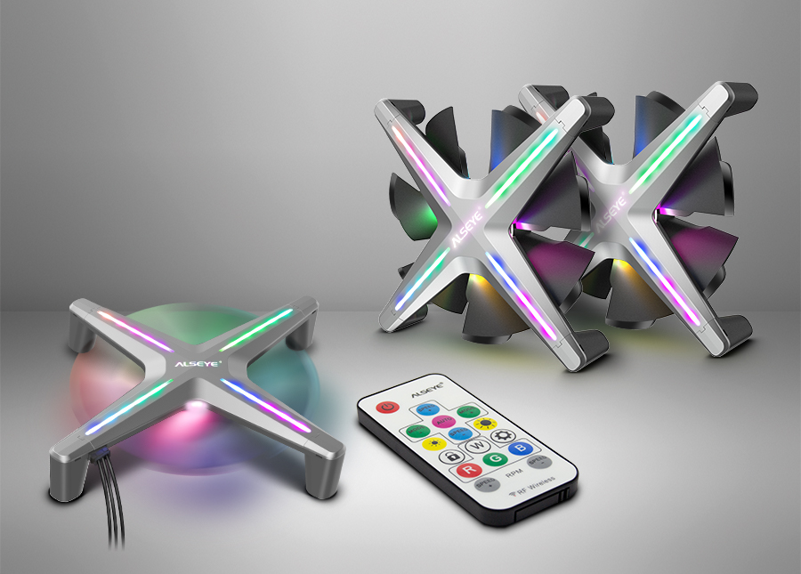 Alseye X12 RGB-FAN SET, 3x RGB-Lüfter 4Pin PWM 120x120x30 mm, Steuereinheit mit FB Alseye X12 RGB-FAN SET, 3x RGB-Lüfter 4Pin PWM 120x120x30 mm, Steuereinheit mit FB