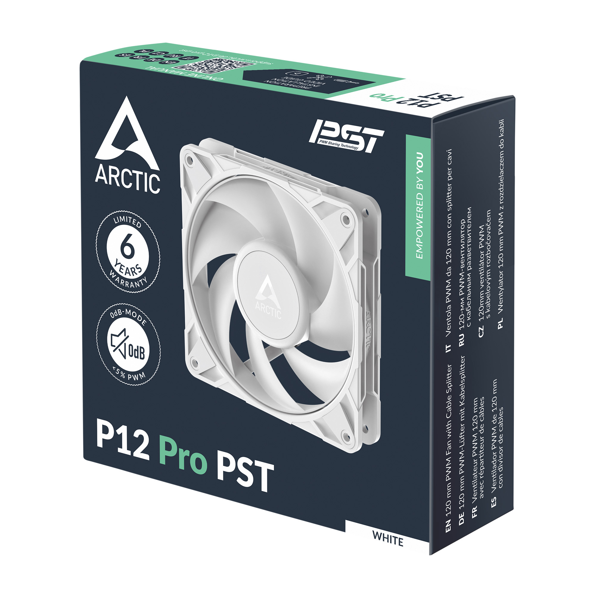 Arctic P12 Pro PST PC-Lüfter 120x120x25mm 4-pol. PWM-Stecker, weiß
