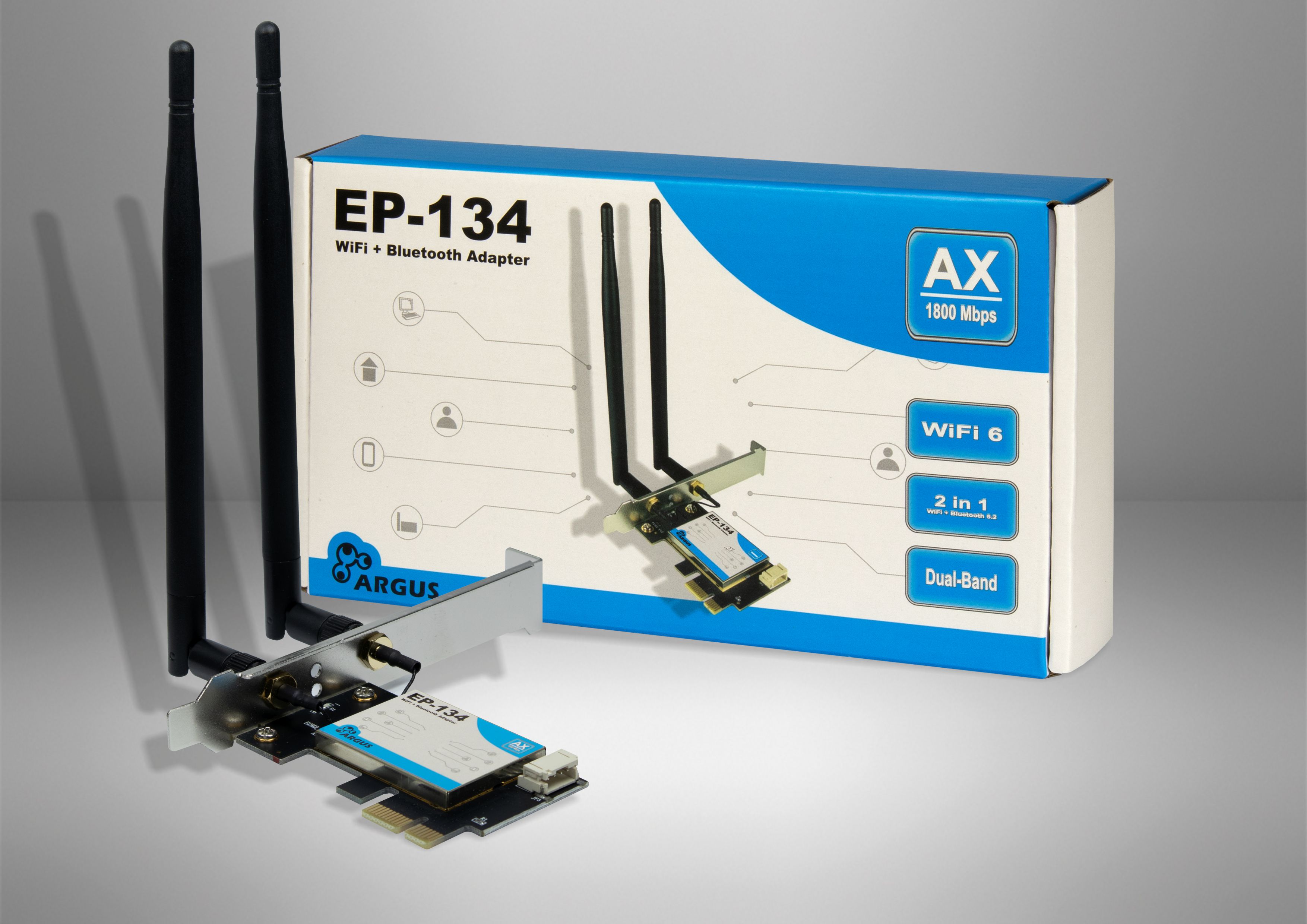 Inter-Tech EP-134 WLAN (WiFi 6) + BT 5.2 Adapter 1800 Mbps PCIe Inter-Tech EP-134 WLAN (WiFi 6) + BT 5.2 Adapter 1800 Mbps PCIe