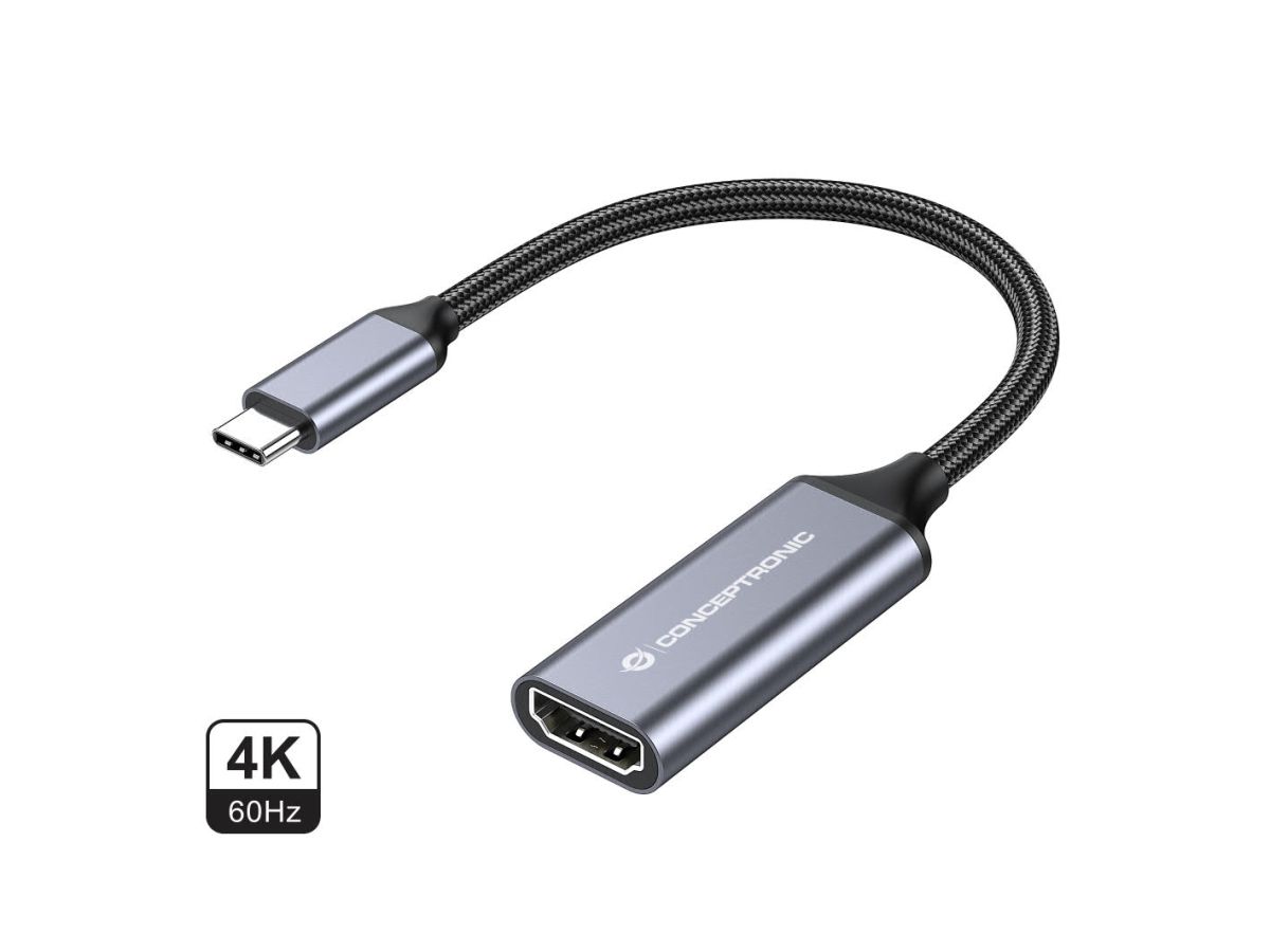 USB C/HDMI Konverter 4k/60Hz - USB 3.1 Typ C-Stecker > HDMI Buchse, 15cm, schwarz/grau