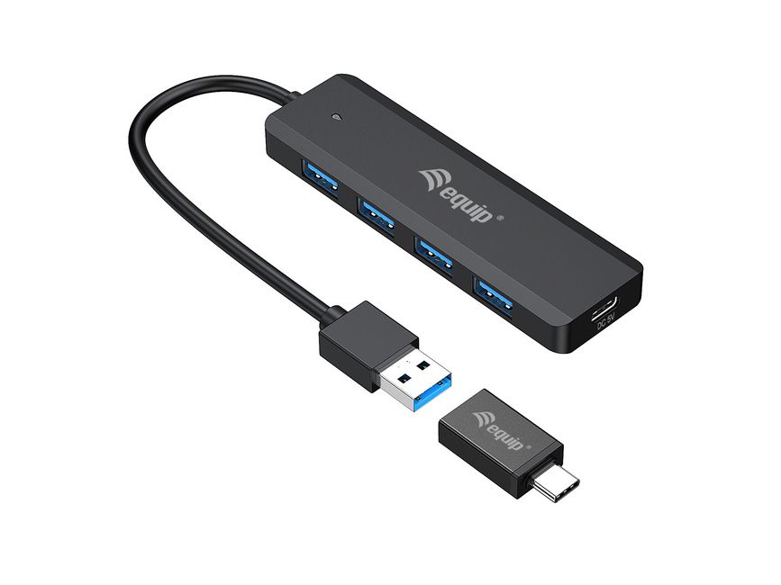 USB C Hub 4-Port - USB 3.2 Typ C-Stecker > 4x USB 3.0 A-Buchse, schwarz