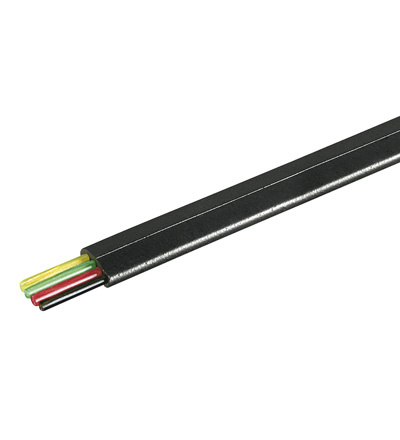 Telefon Flachkabel PVC-Mantel  4-adrig 4x 0.6 flexibel, 100 Meter, schwarz