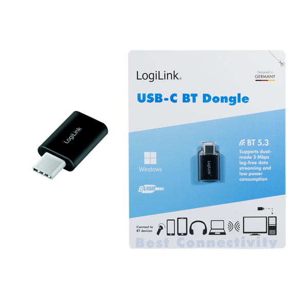 LogiLink Bluetooth USB-C Dongle, Bluetooth 5.3 Adapter, ISM-Band