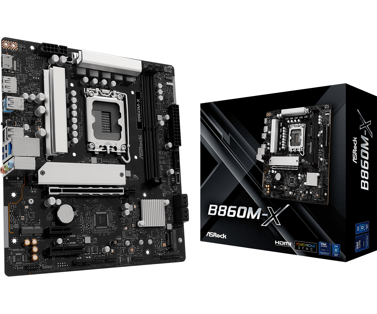 ASRock B860M-X Sockel 1851, 2xDDR5 2xM.2 / HDMI / DP / USB-C, µATX ASRock B860M-X Sockel 1851, 2xDDR5 2xM.2 / HDMI / DP / USB-C, µATX