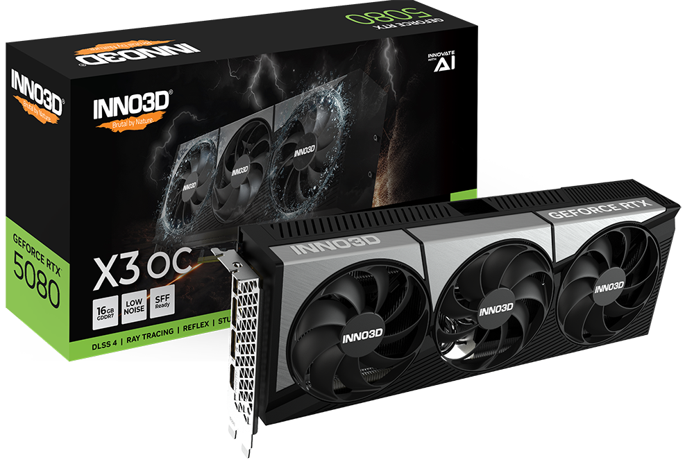 Inno3D GeForce RTX 5080 X3 OC 16GB DDR7, HDMI /3xDP, PCIe 5.0 Inno3D GeForce RTX 5080 X3 OC 16GB DDR7, HDMI /3xDP, PCIe 5.0