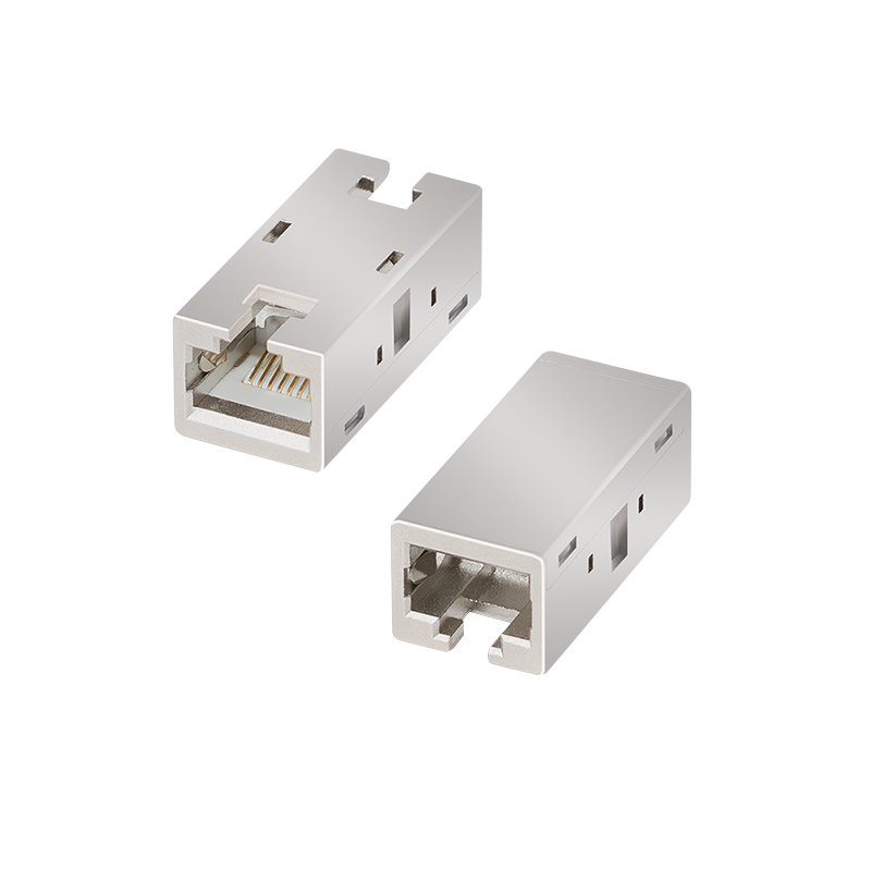 RJ45 Verbinder Cat. 6A doppelt geschirmt, 2x Kupplung kompacktes Metallgehäuse RJ45 Verbinder Cat. 6A doppelt geschirmt, 2x Kupplung kompacktes Metallgehäuse