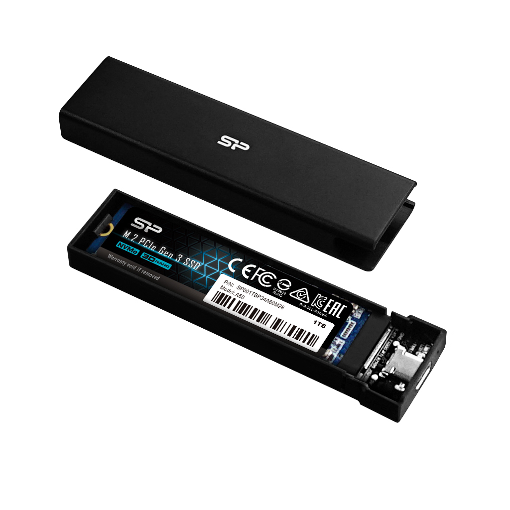 Silicon-Power PD60 USB C 3.2 Gen.2 Gehäuse für M.2 SSD (PCIe NVMe & SATA) schwarz Silicon-Power PD60 USB C 3.2 Gen.2 Gehäuse für M.2 SSD (PCIe NVMe & SATA) schwarz