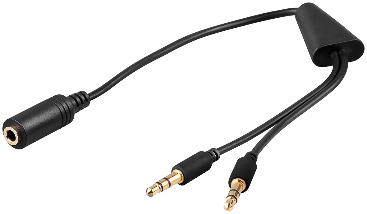 Multimedia Adapter Audio 1x Klinken-Buchse 3.5mm 4polig / 2x Klinken-Stecker 3.5mm stereo, 2x geschirmt, 0.15m Multimedia Adapter Audio 1x Klinken-Buchse 3.5mm 4polig / 2x Klinken-Stecker 3.5mm stereo, 2x geschirmt, 0.15m