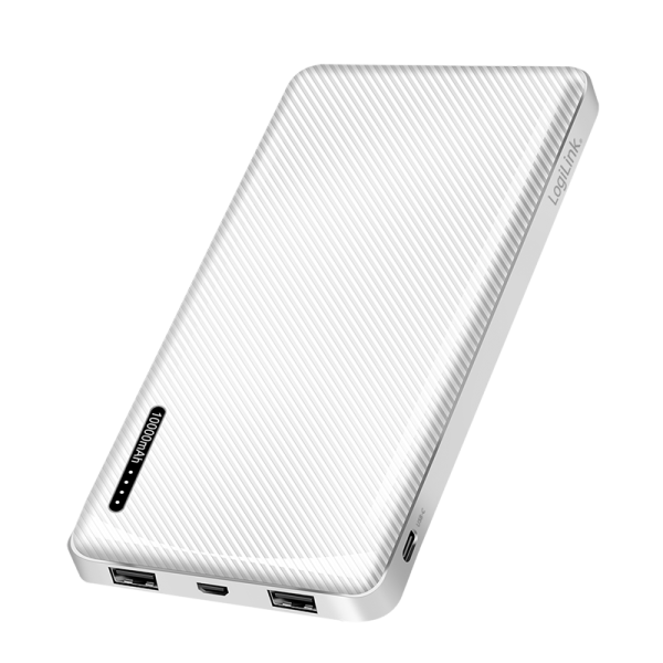 Mobile Powerbank 10.000 mAh, 2 x USB-A + USB-C Ausgang, weiß