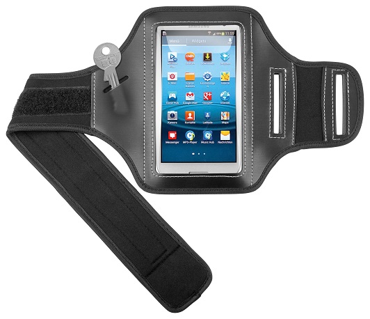 Sportarmband mit Schnellverschluss und Schlüsselfach für Handy 12x7cm, schwarz Sportarmband mit Schnellverschluss und Schlüsselfach für Handy 12x7cm, schwarz