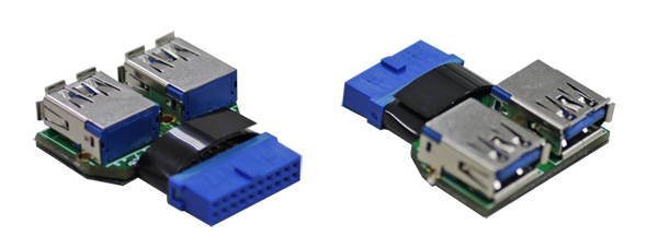 USB 3.0 Adapter  1x intern 19-pol USB 3.0 Pinheader / 2x extern USB 3.0 A-Buchse