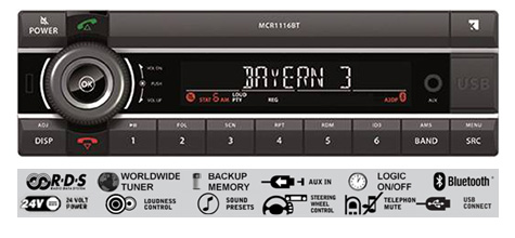 Axion MCR 2416 BT - 24 Volt Autoradio - 2x 40 Watt Axion MCR 2416 BT - 24 Volt Autoradio - 2x 40 Watt
