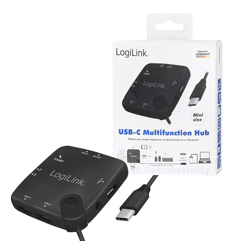CardReader OTG / USB C auf 3x USB 2.0 + 4in1 Kartenleser