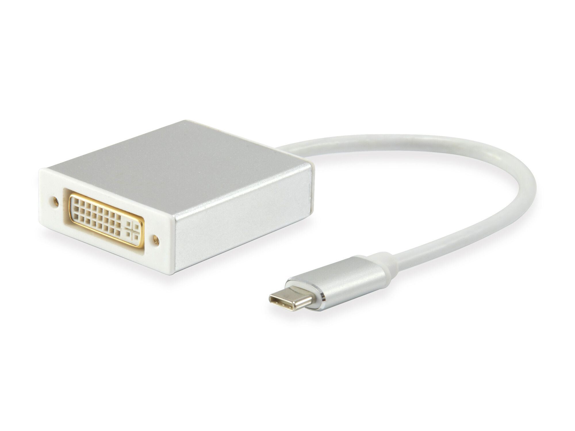USB C/DVI Konverter - USB 3.1 Typ C-Stecker > DVI Buchse, 15cm, weiß/silber USB C/DVI Konverter - USB 3.1 Typ C-Stecker > DVI Buchse, 15cm, weiß/silber
