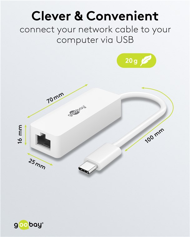 USB C/RJ45 LAN-Konverter - USB 3.0 Typ C-Stecker > RJ45 Buchse Gigabit Ethernet Netzwerkadapter 10/100/1000Mbps