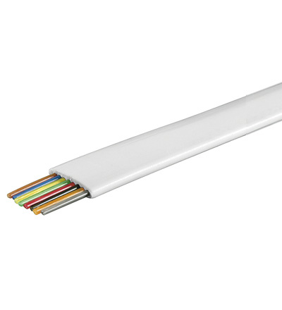 Telefon Flachkabel PVC-Mantel  8-adrig 4x2x0.6 ISDN flexibel, 100 Meter, weiss