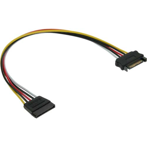 Strom Verlängerungskabel intern, SATA Stecker/Buchse, 50cm Strom Verlängerungskabel intern, SATA Stecker/Buchse, 50cm