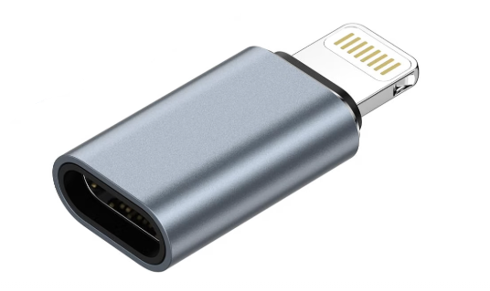Lightning (Stecker) auf USB-C (Buchse) Adapter für Apple Geräte z.B. iPhone X, silber