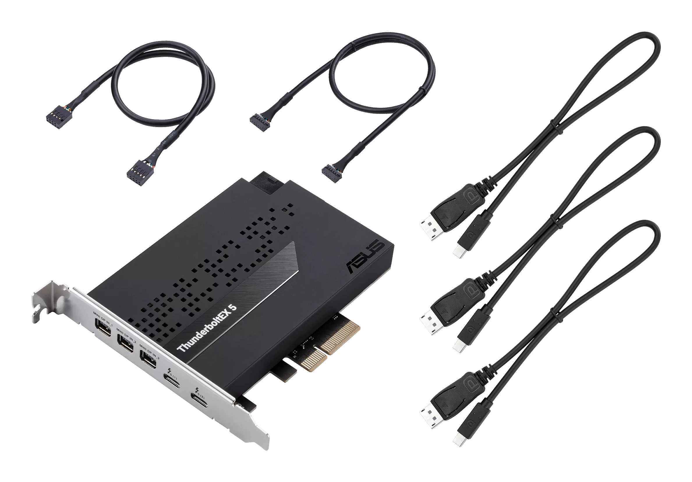 ASUS ThunderboltEX 5 expansion card dual Thunderbolt 5 USB C ports DisplayPort 2.1 PCIe 4.0