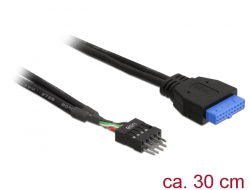 USB 2.0 Pinheader Adapter  USB 20-pol. Pinheader Buchse auf USB 10-pol. Pinheder Stecker, ca. 30cm