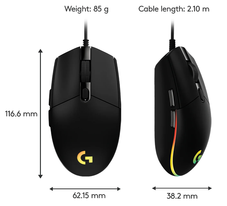 Logitech Gaming Mouse G102 Lightsync, USB schwarz