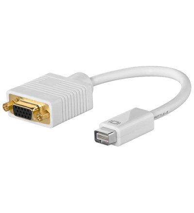 Mini DVI  VGA Adapter  1x Mini DVI Stecker / 1x VGA 15-pol. Kupplung, weiss, ca. 20cm
