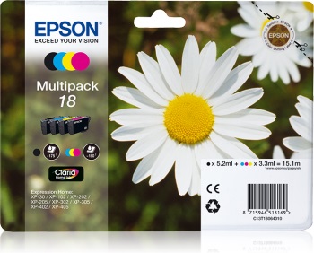 Epson T1806 Multipack Tintenpatronen (Gänseblümchen) für div. Expression Home, schwarz, cyan, magenta, gelb Epson T1806 Multipack Tintenpatronen (Gänseblümchen) für div. Expression Home, schwarz, cyan, magenta, gelb