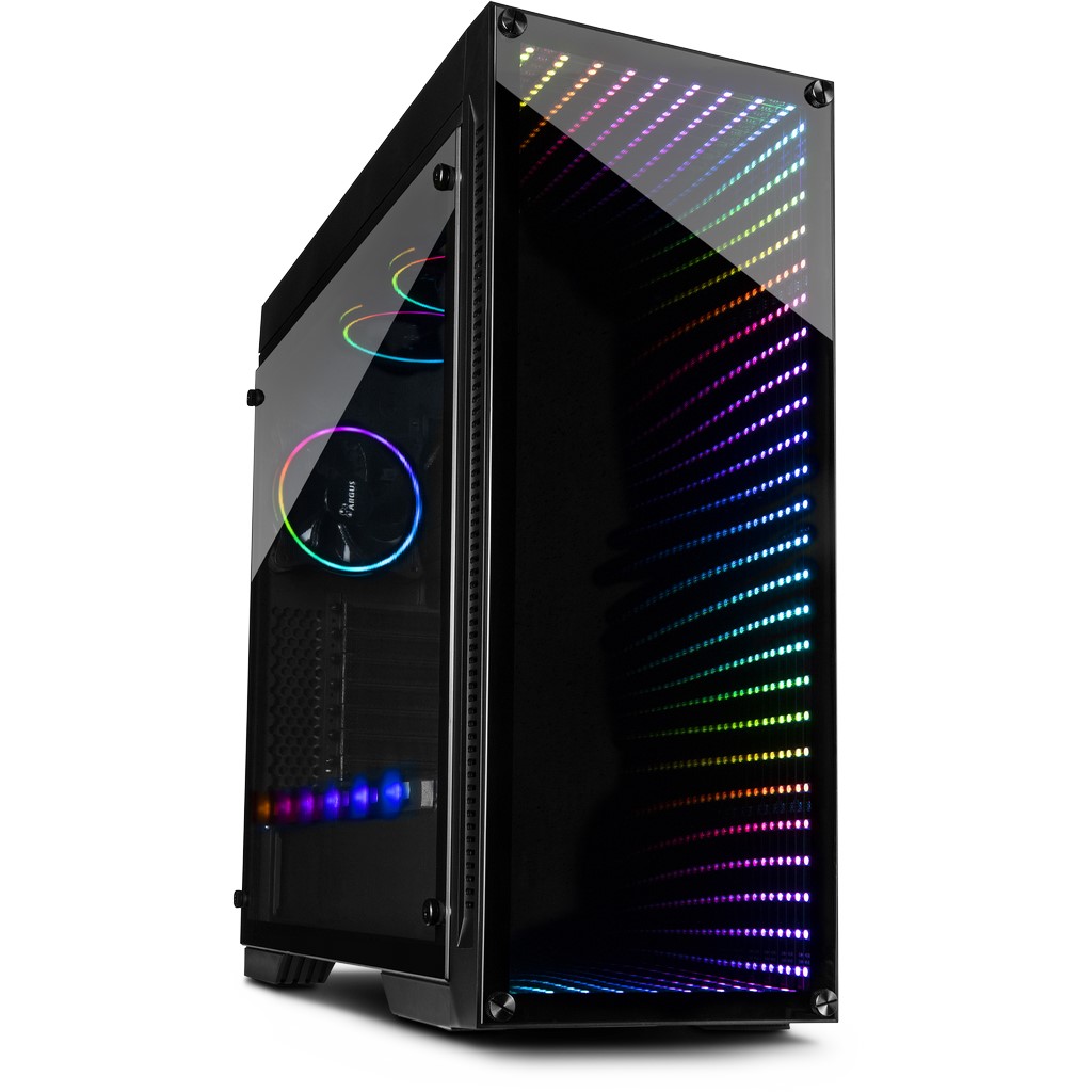 Miditower X-908 Infini2 Gaming Gehäuse ohne Netzteil, USB3-C/Audio, 3x120er RGB-Lüfter, schwarz