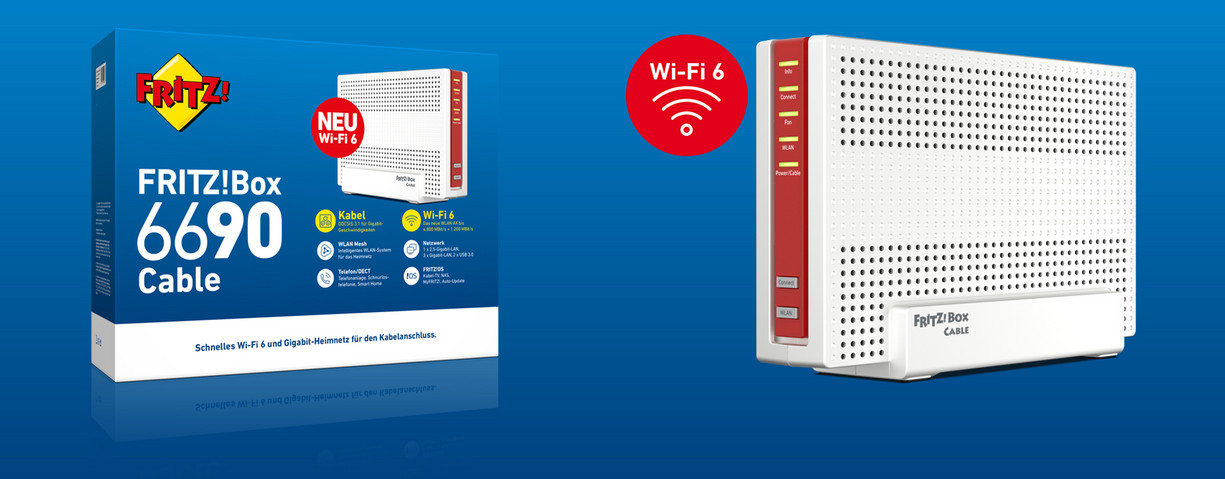 AVM Fritz!Box Cable 6690 Kabel Modem / Router / TK / VoIP / GLAN / WiFi 6 AVM Fritz!Box Cable 6690 Kabel Modem / Router / TK / VoIP / GLAN / WiFi 6