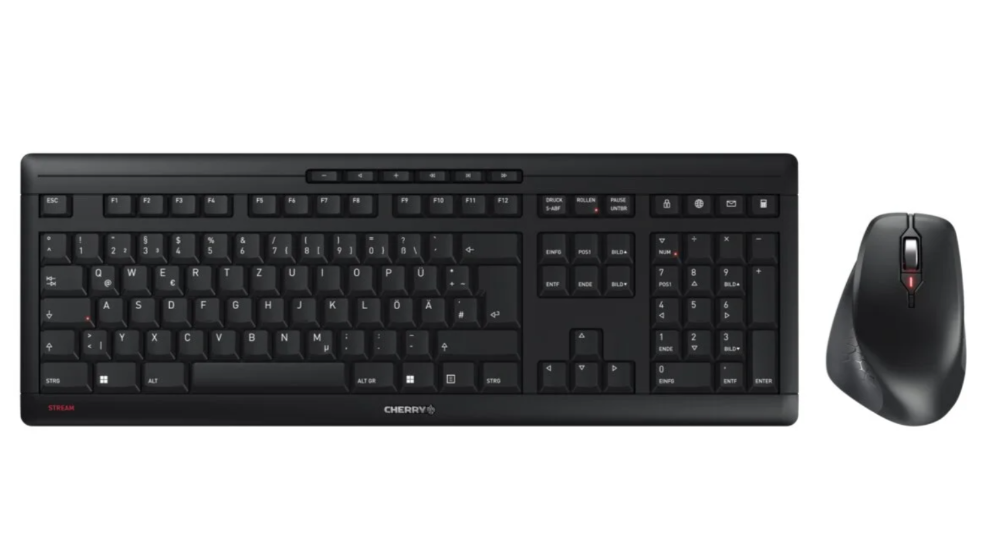 Cherry JD-8550DE-2 STREAM Desktop Comfort Wireless Set Tastatur + Maus, schwarz