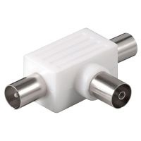 Antennen Koaxial Verteiler (T-Stück) für TV, 1x Buchse auf 2x Stecker, weiss Antennen Koaxial Verteiler (T-Stück) für TV, 1x Buchse auf 2x Stecker, weiss