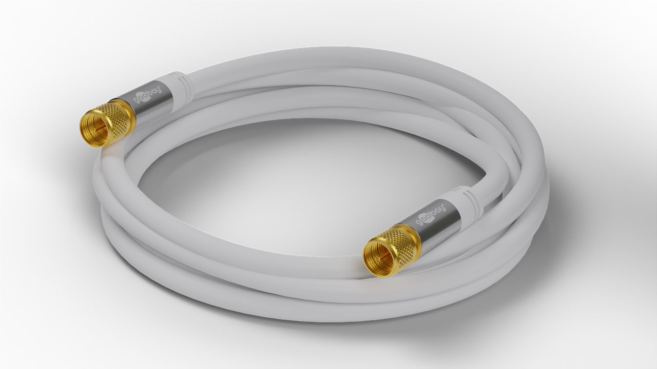 SAT-Antennenkabel (135 dB) 3m, 4x geschirmt 2x F-Stecker vergoldet, weiss SAT-Antennenkabel (135 dB) 3m, 4x geschirmt 2x F-Stecker vergoldet, weiss