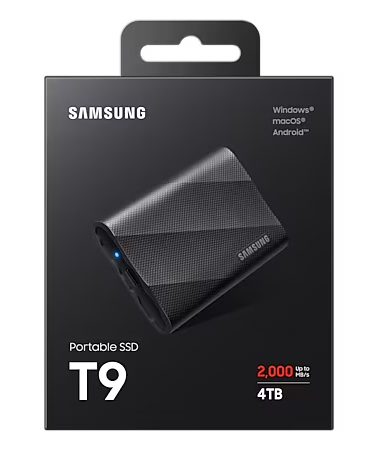Samsung Portable SSD T9 4TB USB3.2 Gen.2x2 extern, schwarz Samsung Portable SSD T9 4TB USB3.2 Gen.2x2 extern, schwarz