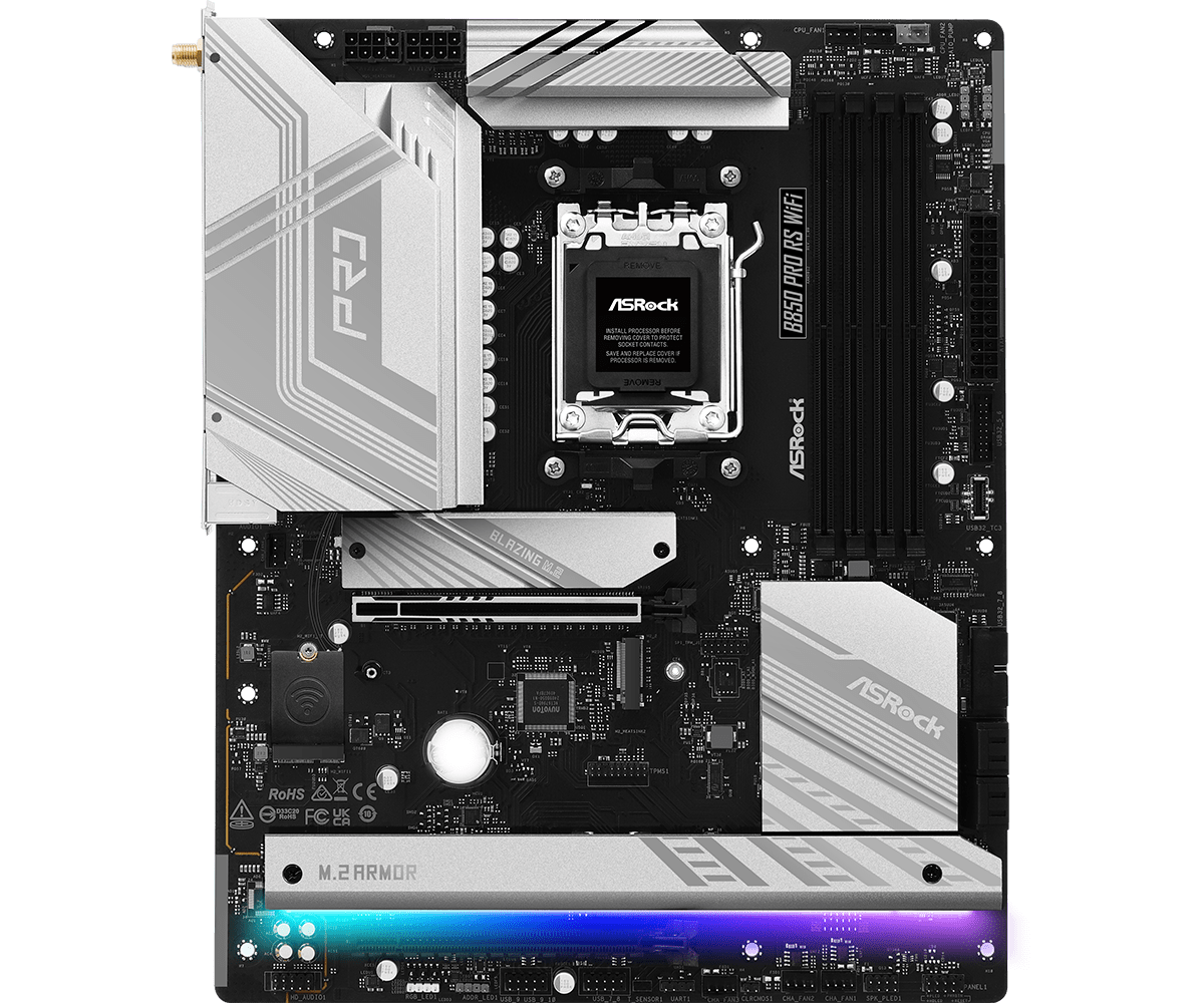 ASRock B850 Pro RS WiFi Sockel AM5, 4xDDR5  3xM.2 / HDMI / DP, ATX