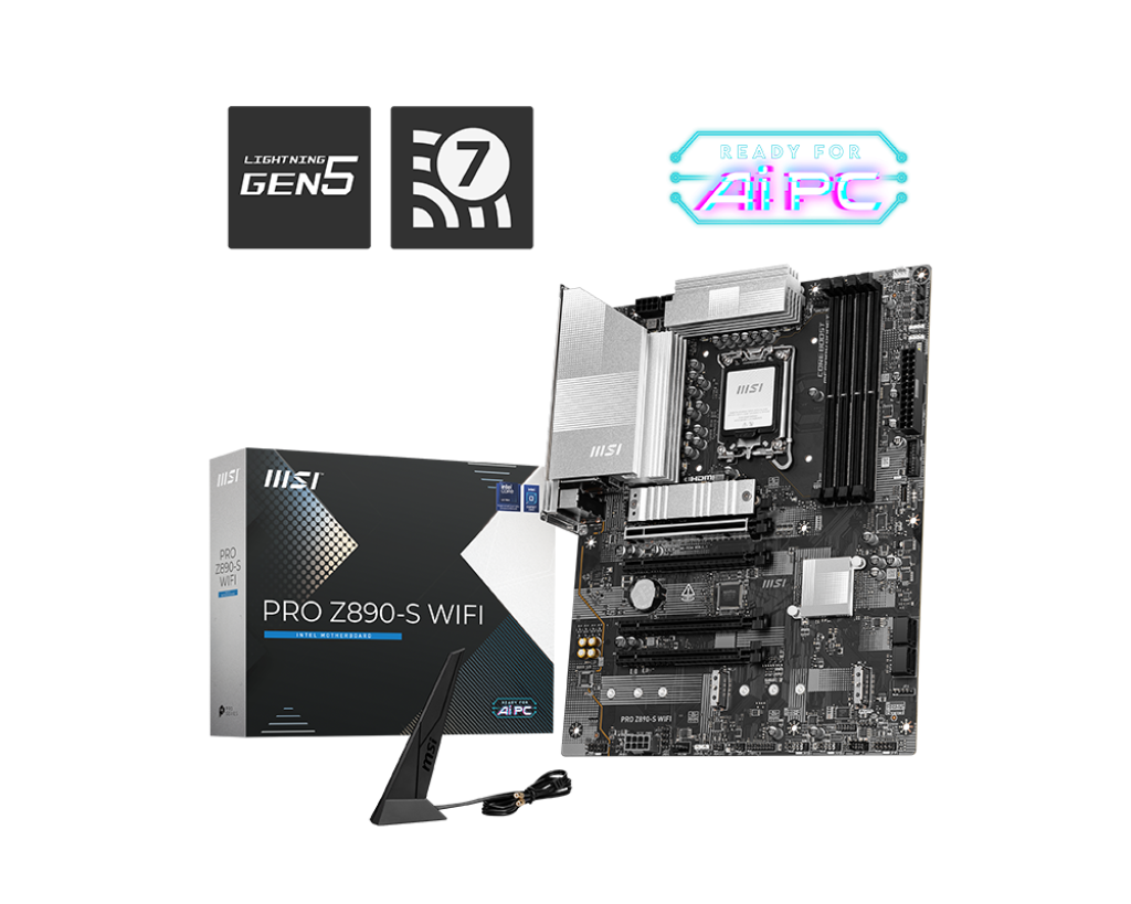 MSI Pro Z890-S WiFi Sockel 1851, 4xDDR5 HDMI / DP / TB / 3x M.2 / ATX MSI Pro Z890-S WiFi Sockel 1851, 4xDDR5 HDMI / DP / TB / 3x M.2 / ATX
